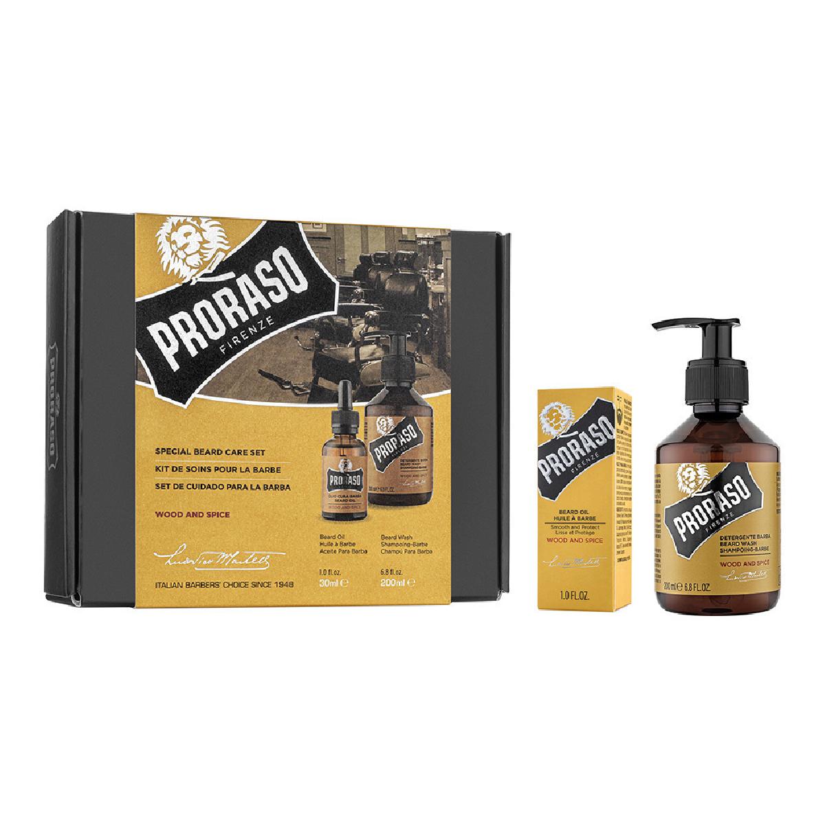 Proraso Wood & Spice Beard Care Set 30ml + 200ml | Λάδι & Σαμπουάν για Γένια