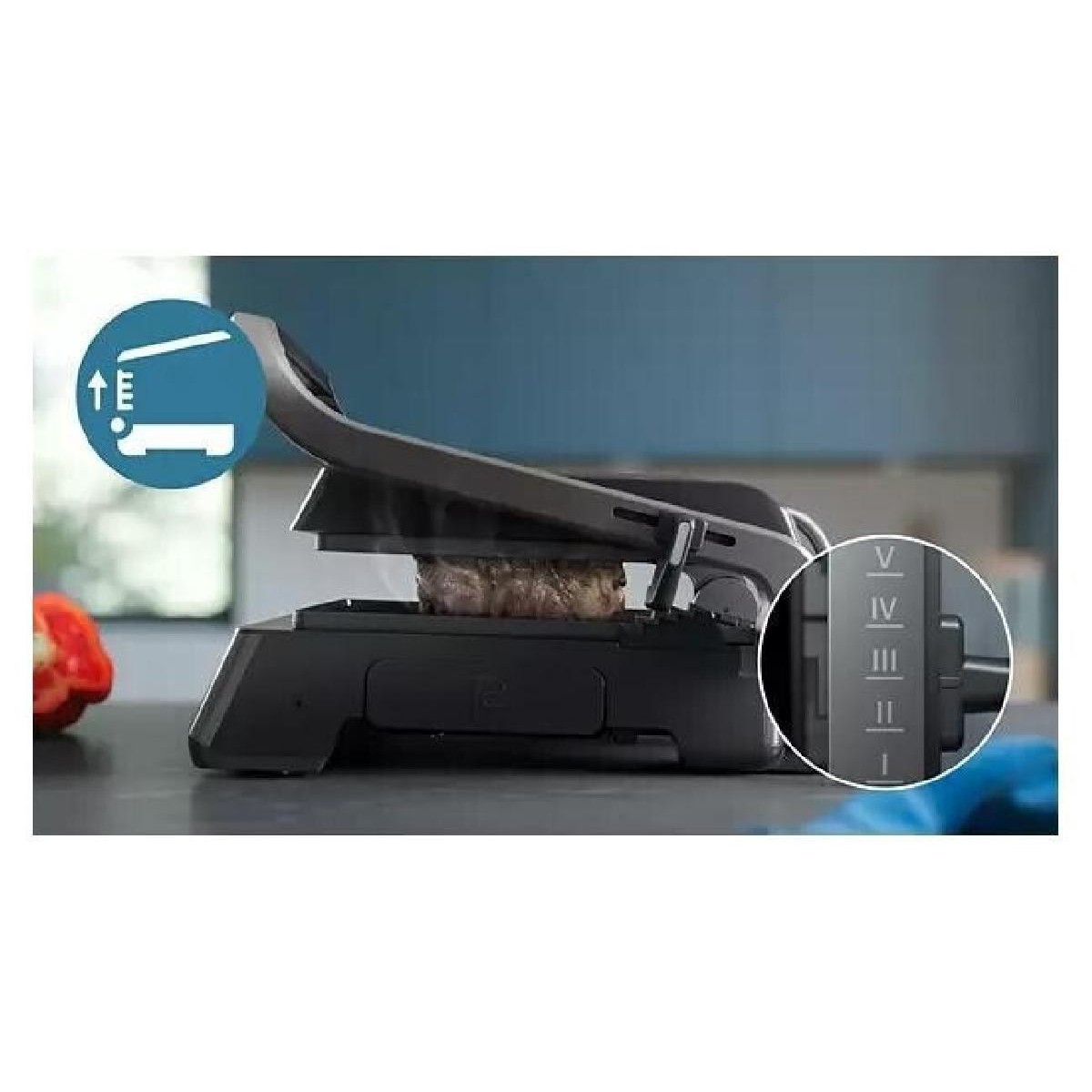 Philips HD6307/70 Ηλεκτρική Τοστιέρα Γκριλιέρα 2000 watt με Ψηφιακό Έλεγχο, Θερμόμετρο & 8 Προγράμματα