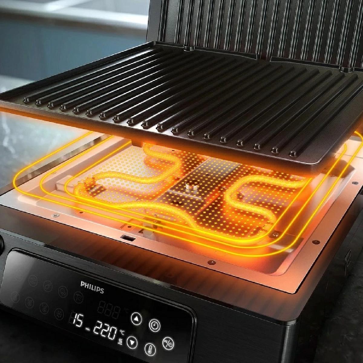 Philips HD6307/70 Ηλεκτρική Τοστιέρα Γκριλιέρα 2000 watt με Ψηφιακό Έλεγχο, Θερμόμετρο & 8 Προγράμματα