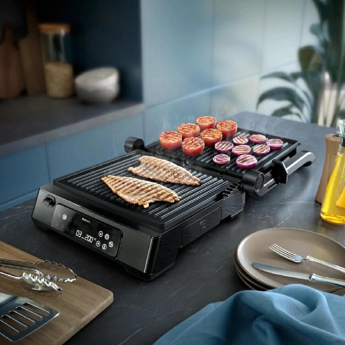 Philips HD6307/70 Ηλεκτρική Τοστιέρα Γκριλιέρα 2000 watt με Ψηφιακό Έλεγχο, Θερμόμετρο & 8 Προγράμματα