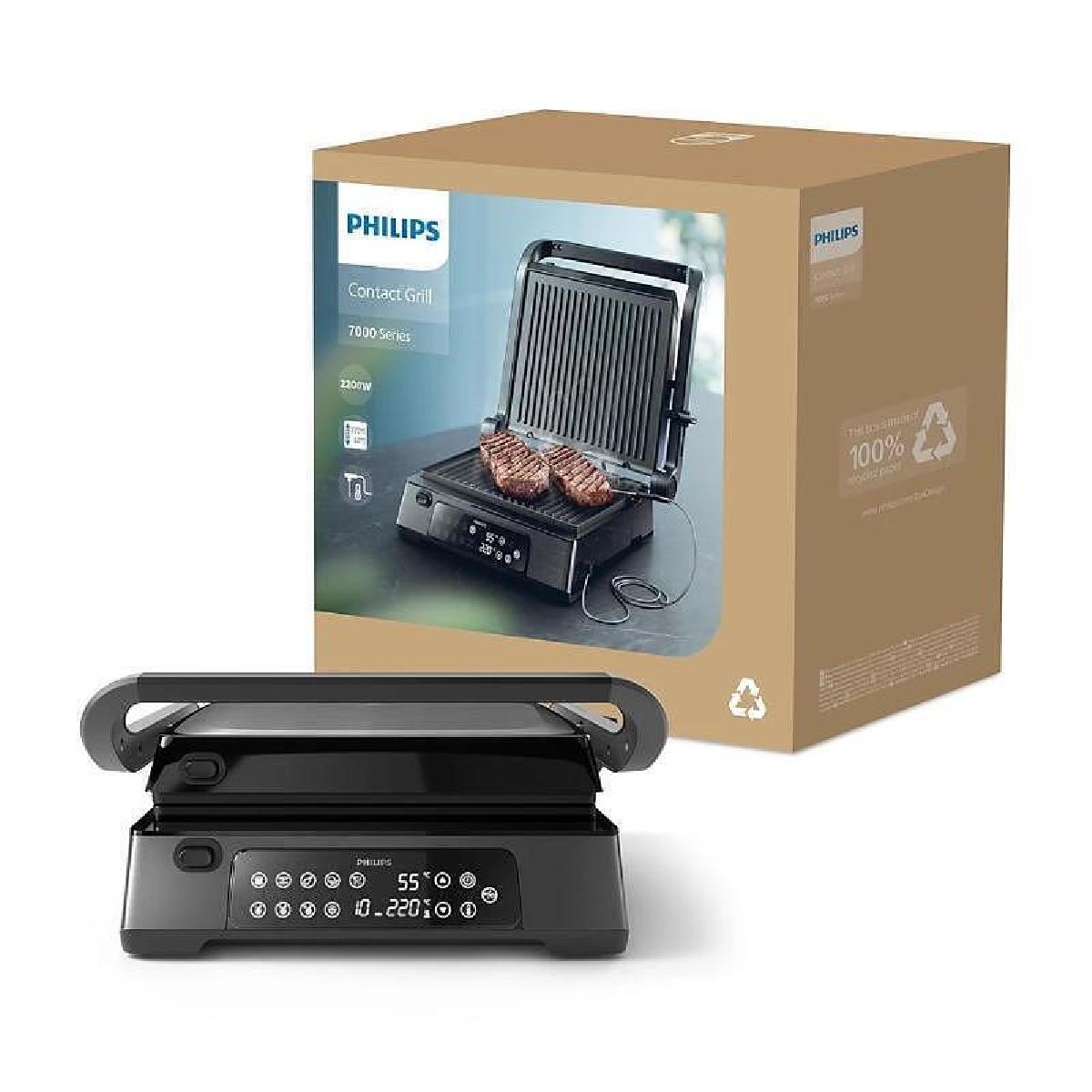 Philips HD6307/70 Ηλεκτρική Τοστιέρα Γκριλιέρα 2000 watt με Ψηφιακό Έλεγχο, Θερμόμετρο & 8 Προγράμματα