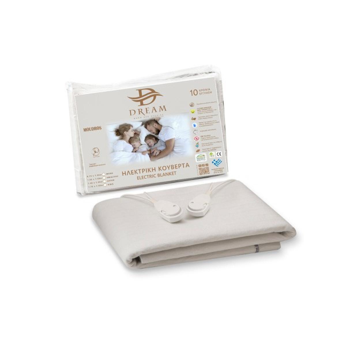 Dream Moudros 920006 Διπλό Ηλεκτρικό Υπόστρωμα Λευκό 2x60W 140x155cm (Ελληνικής Κατασκευής-10ετή εγγύηση)