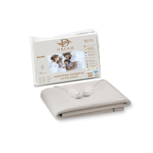 Dream Moudros 920008 Υπέρδιπλο Ηλεκτρικό Υπόστρωμα Λευκό 2x60 watt 170x155cm (Ελληνικής Κατασκευής-10ετή εγγύηση)