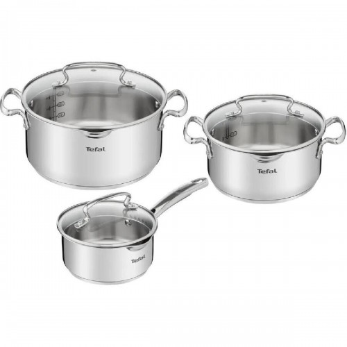 Tefal Duetto+ G719S655 Σετ Κατσαρολών 6τμχ Ανοξείδωτες με Γυάλινα Καπάκια