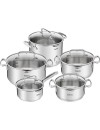 Tefal Duetto+ G719SA55 Σετ Κατσαρολών 10τμχ Ανοξείδωτες με Γυάλινα Καπάκια