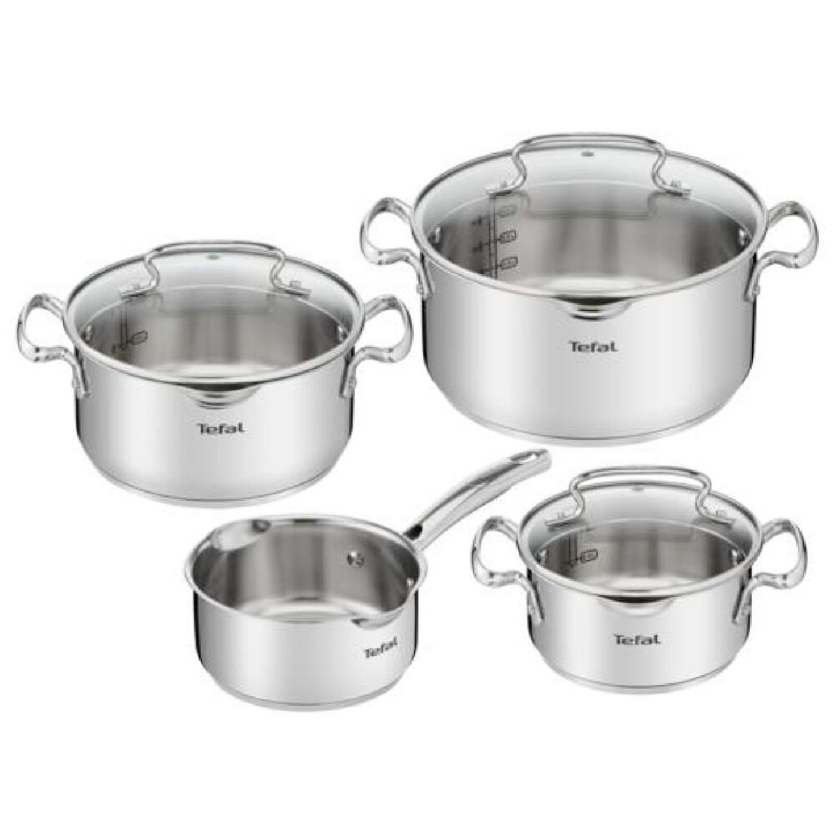 Tefal Duetto+ G719S735 Σετ Κατσαρολών 7τμχ Ανοξείδωτες με Γυάλινα Καπάκια