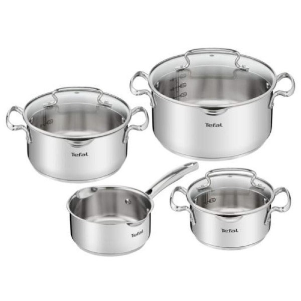 Tefal Duetto+ G719S735 Σετ Κατσαρολών 7τμχ Ανοξείδωτες με Γυάλινα Καπάκια