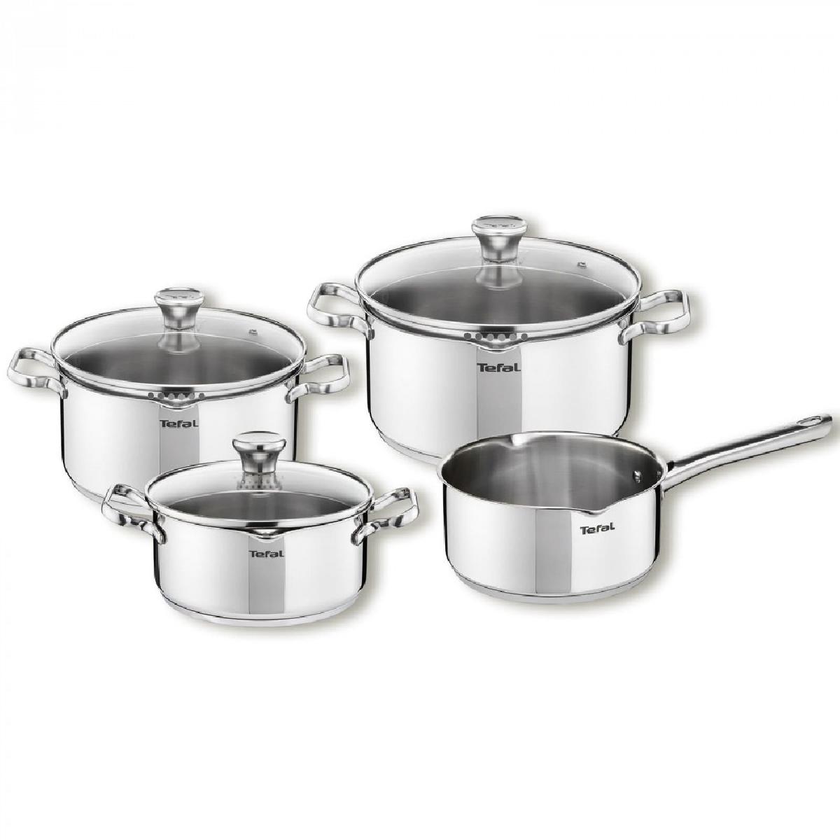 Tefal Duetto+ G719S735 Σετ Κατσαρολών 7τμχ Ανοξείδωτες με Γυάλινα Καπάκια