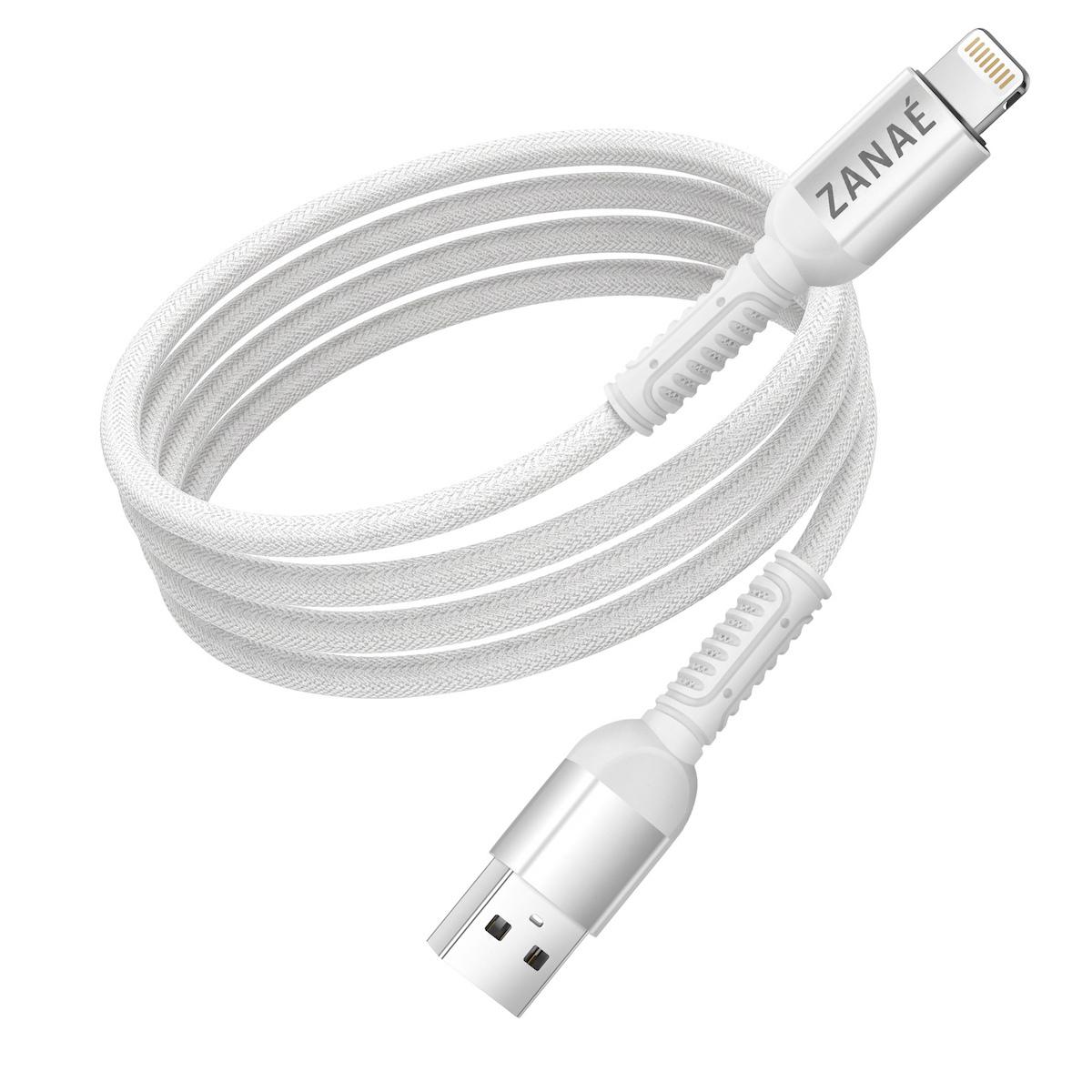 Zanae καλώδιο USB A σε Apple Lightning 1.2m Λευκό 2A