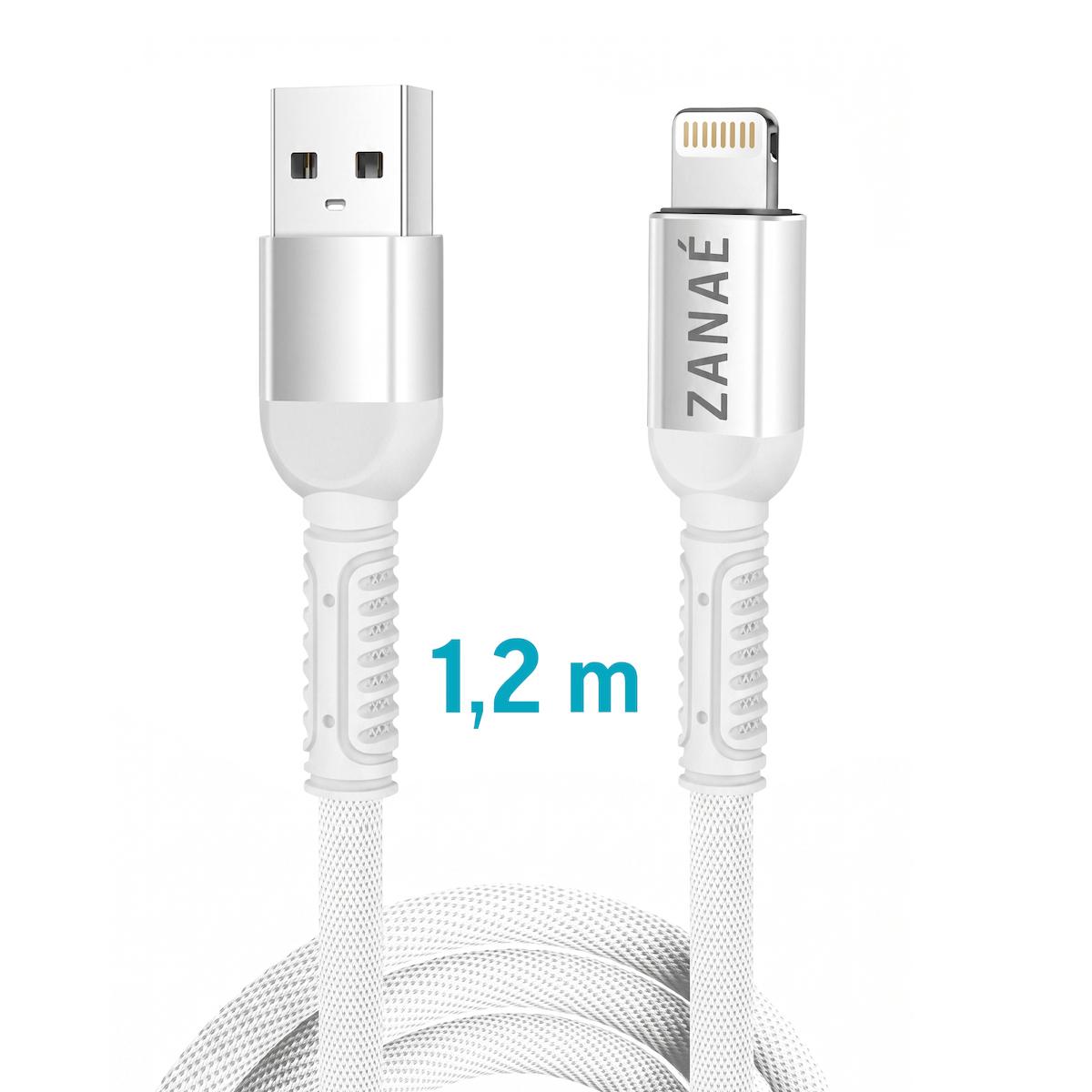 Zanae καλώδιο USB A σε Apple Lightning 1.2m Λευκό 2A