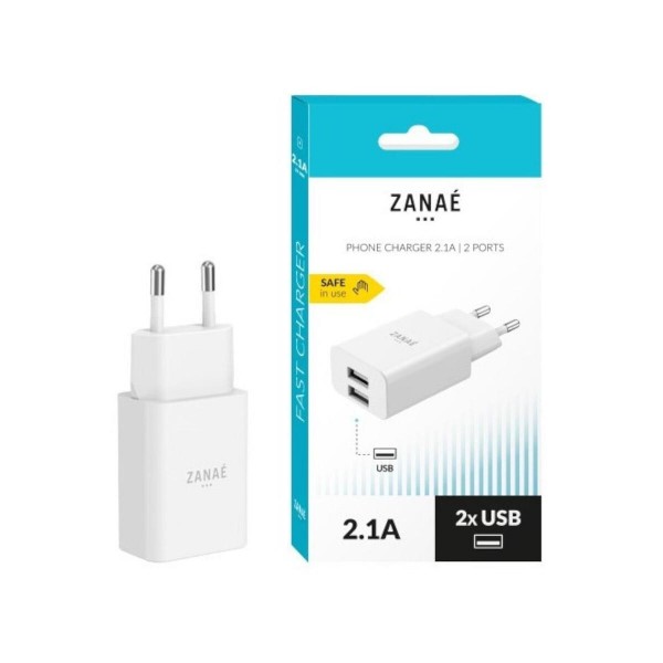 Zanae Φορτιστής Χωρίς Καλώδιο με 2 Θύρες USB-A 10 watt Λευκός