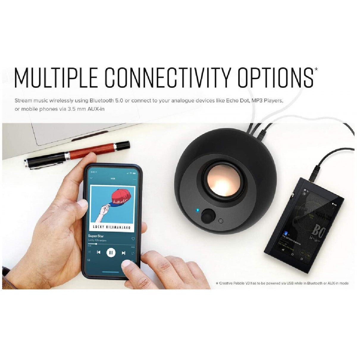 Creative Pebble V3 Ηχεία Υπολογιστή 2.0 με Bluetooth 8 watt black