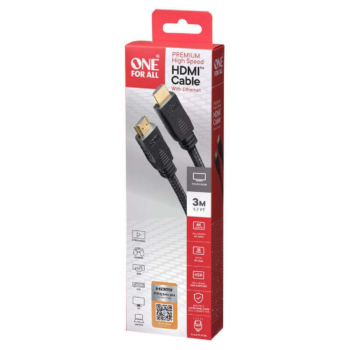 One For All CC5030 Premium High Speed HDMI Cable 3 m