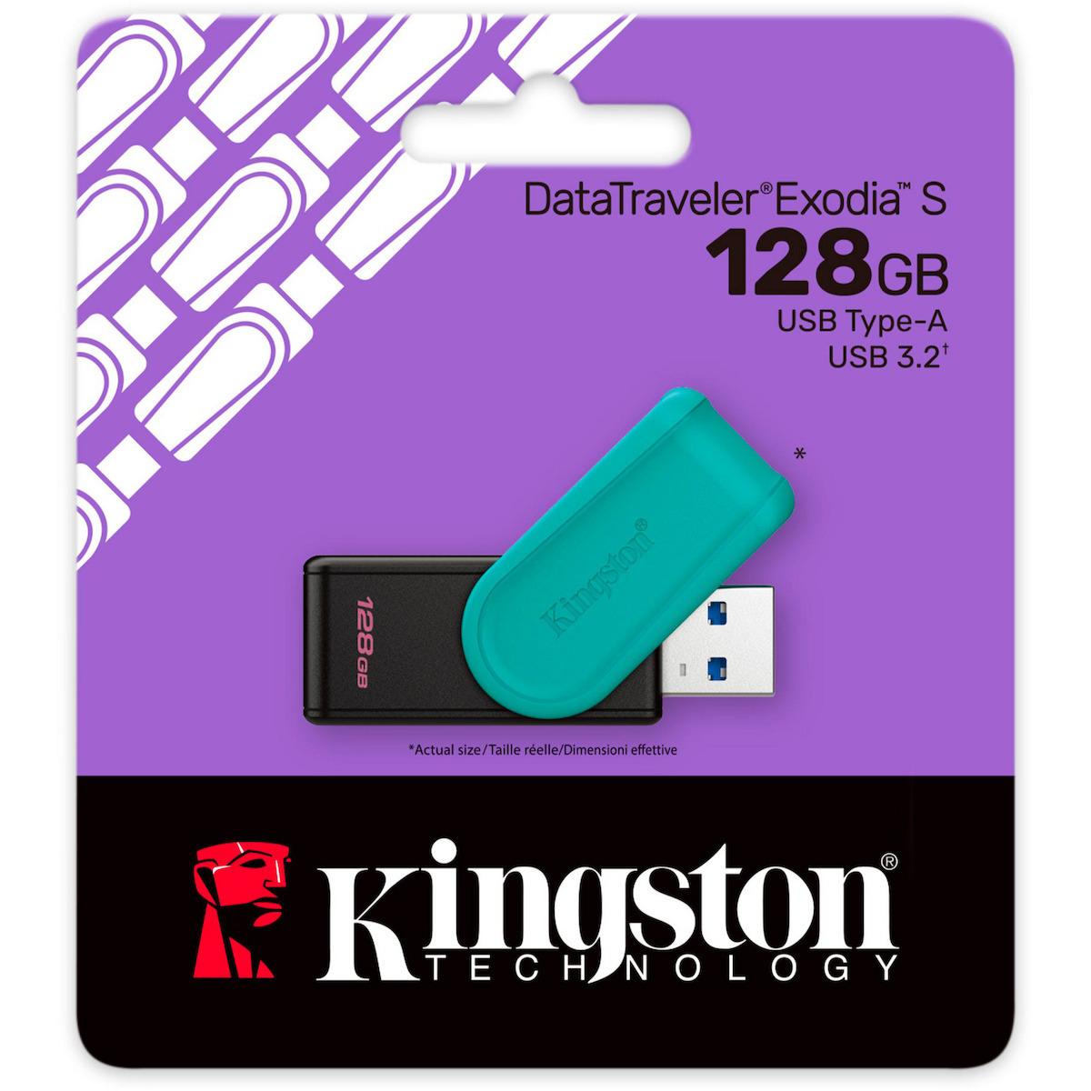 Kingston DataTraveler Exodia S 128GB USB Stick 3.2 Gen 1 Black/Turquoise {DTXS/128GB)