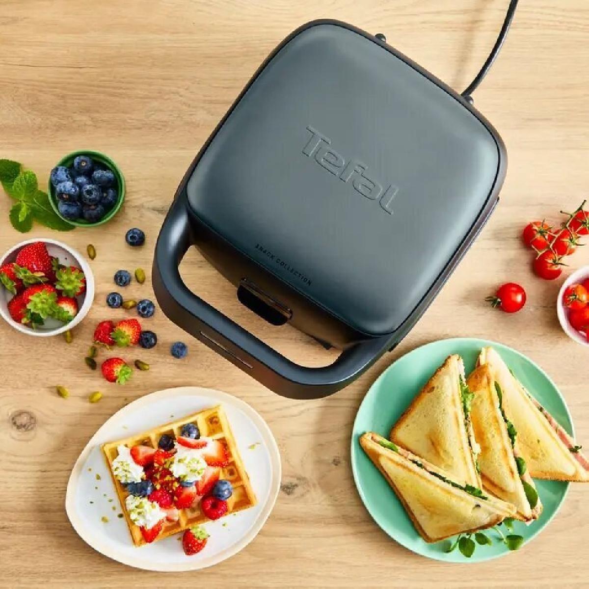 Tefal SW862BF0 Snack Collection  τοστιέρα βαφλιέρα 700 watt με 3 set Αποσπώμενες Πλάκες Black, Dark Green